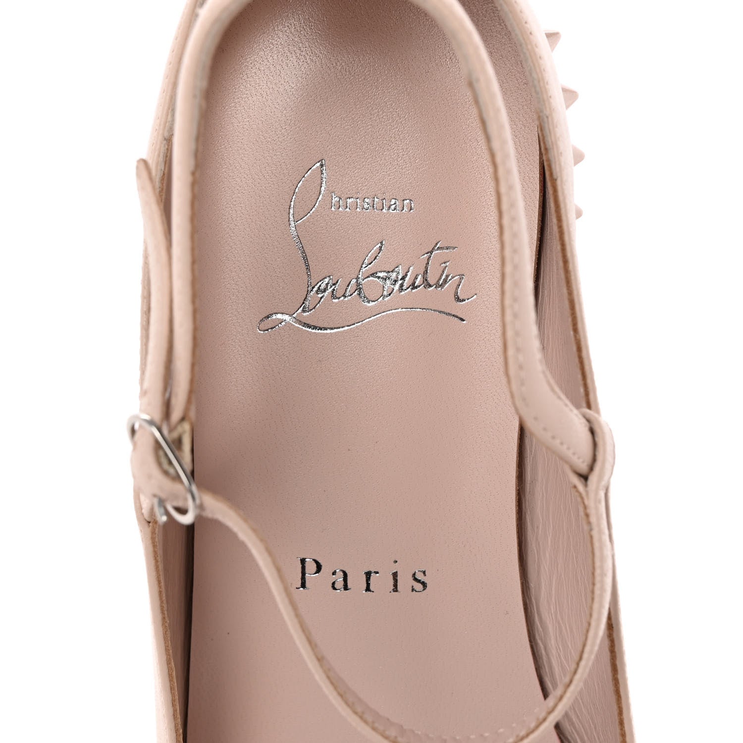 Christian Louboutin Nappa Conclusive Spike Ankle Strap Ballerina Flats 37 Leche 8 of 14
