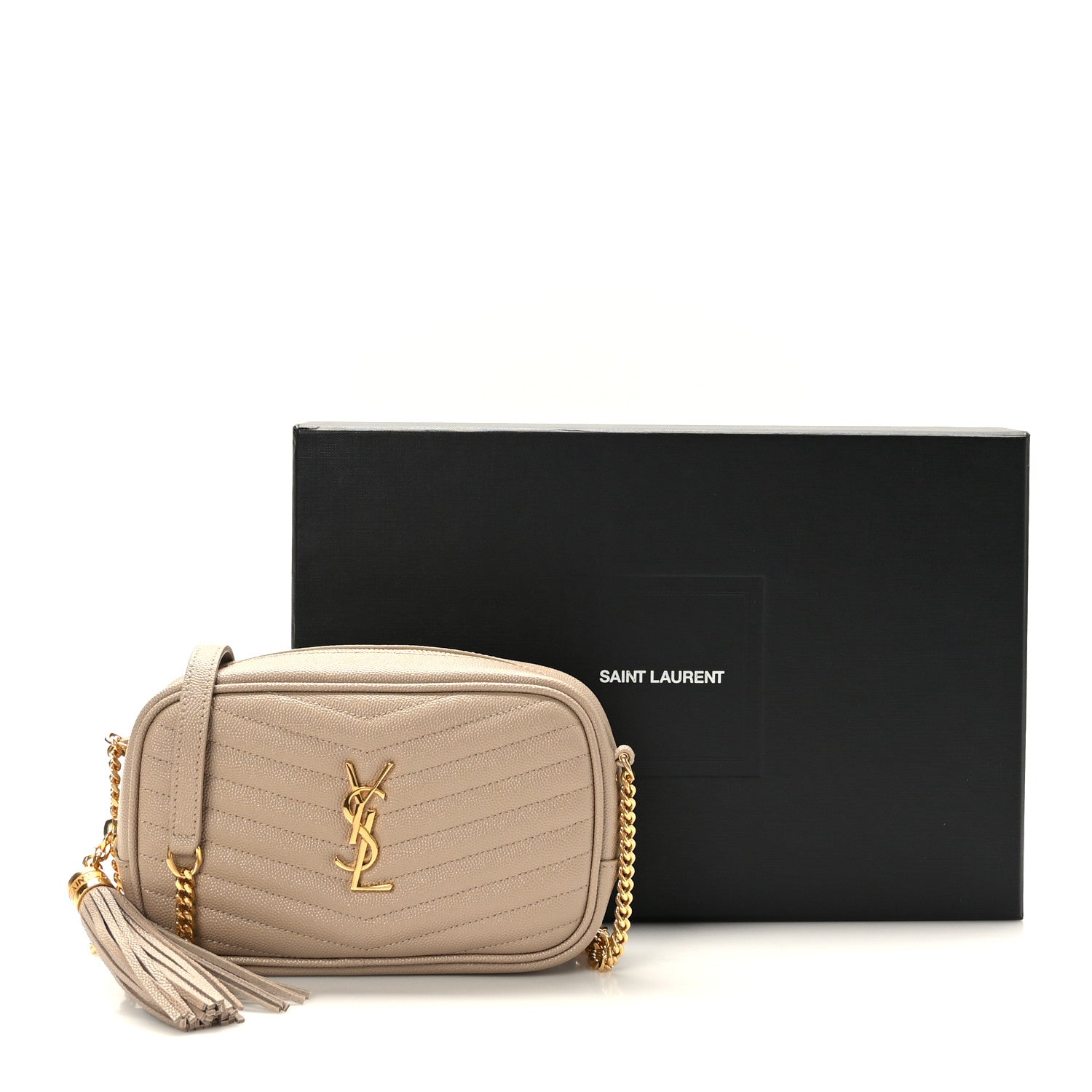 Saint Laurent Grain De Poudre Matelasse Monogram Mini Lou Camera Bag Dark Beige 10 of 10