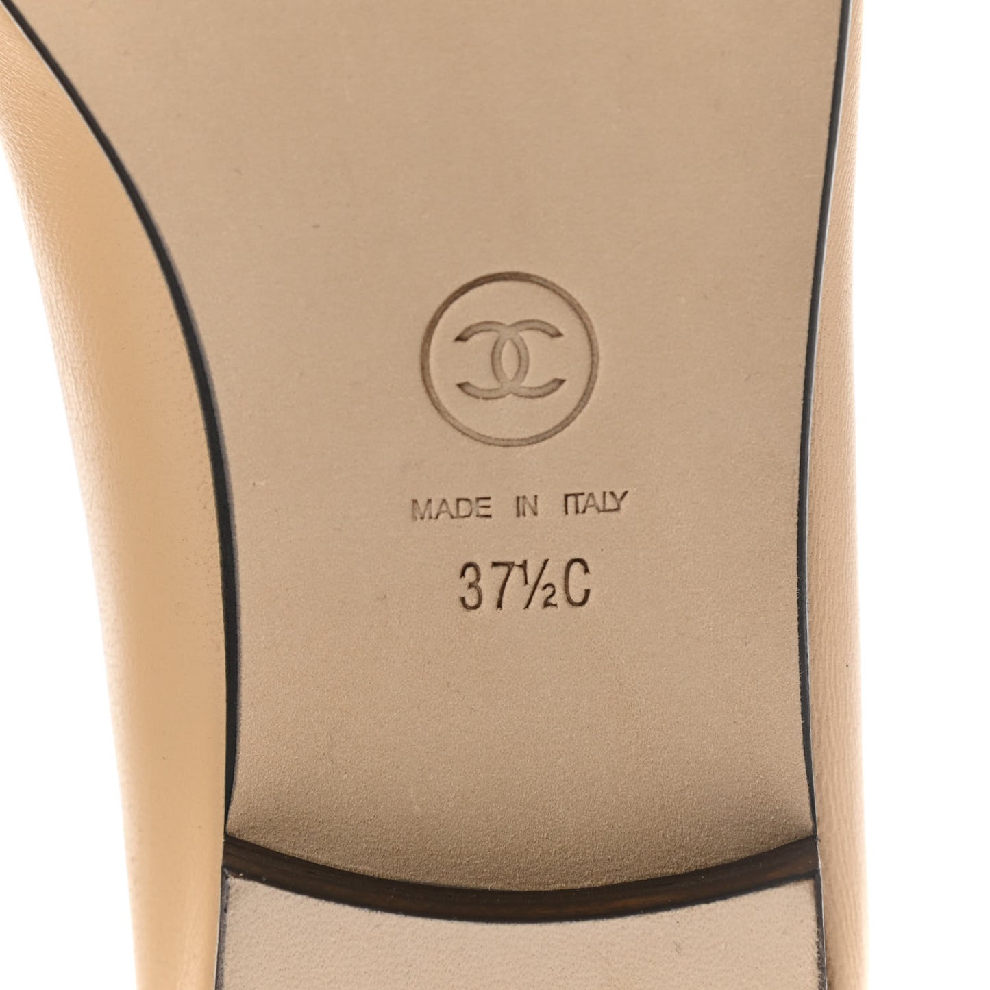Lambskin Cap Toe CC Ballerina Flats 37.5 Beige Black