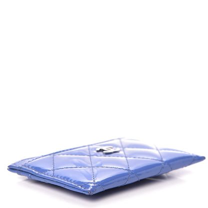 Chanel Patent Quilted Card Holder Blue 4 of 9