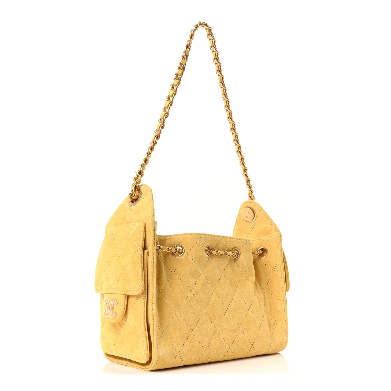 Chanel Suede Quilted Mini Chanel 25 Handbag Yellow 3 of 11