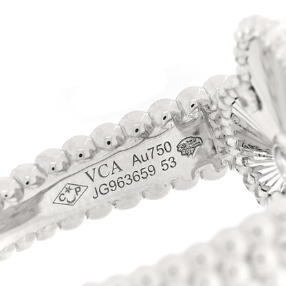 Van Cleef & Arpels 18K White Gold Diamond Chalcedony Reversible Guilloche Vintage Alhambra Ring 53 6.5 5 of 6