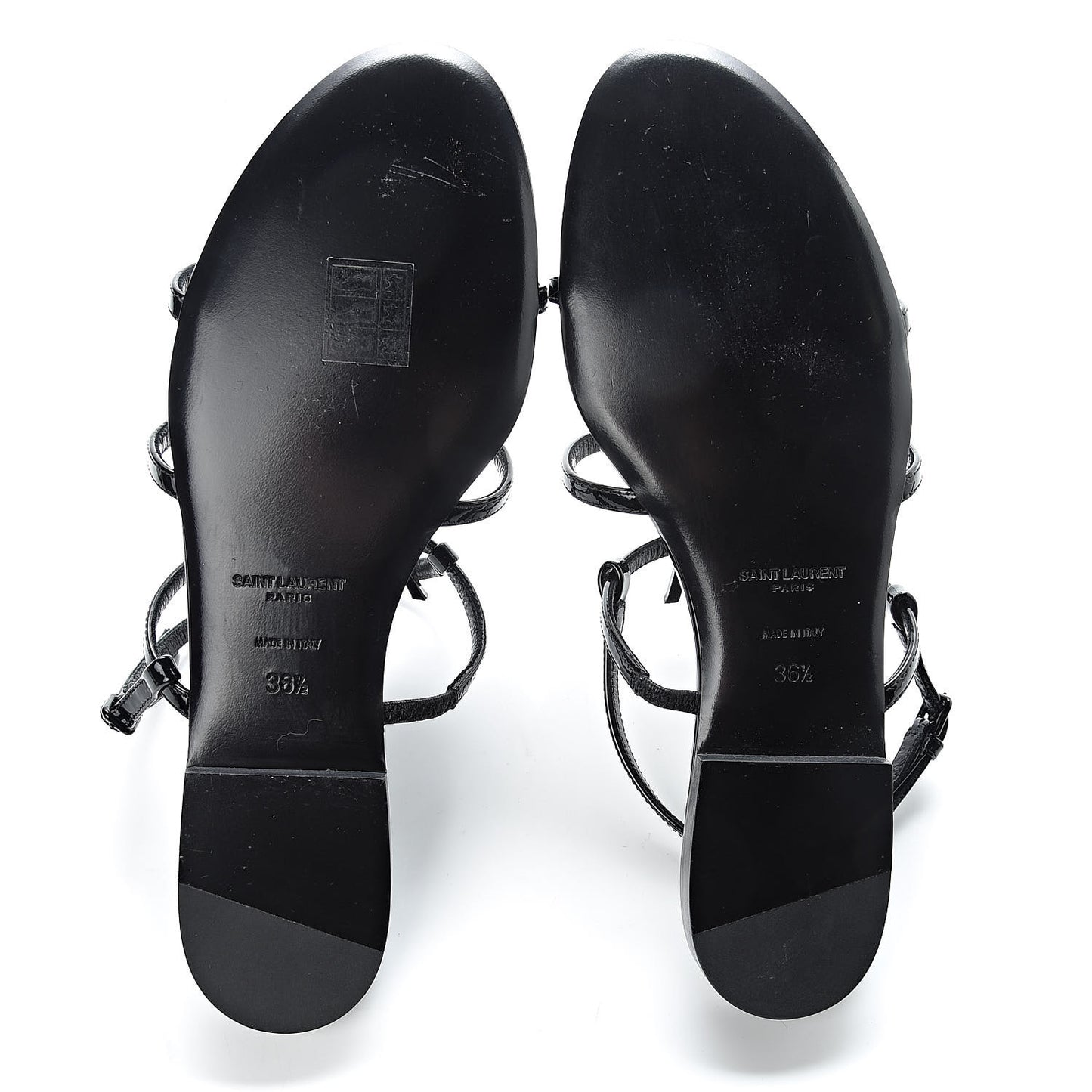 Patent Calfskin Cassandra Monogram Sandals 36.5 Black