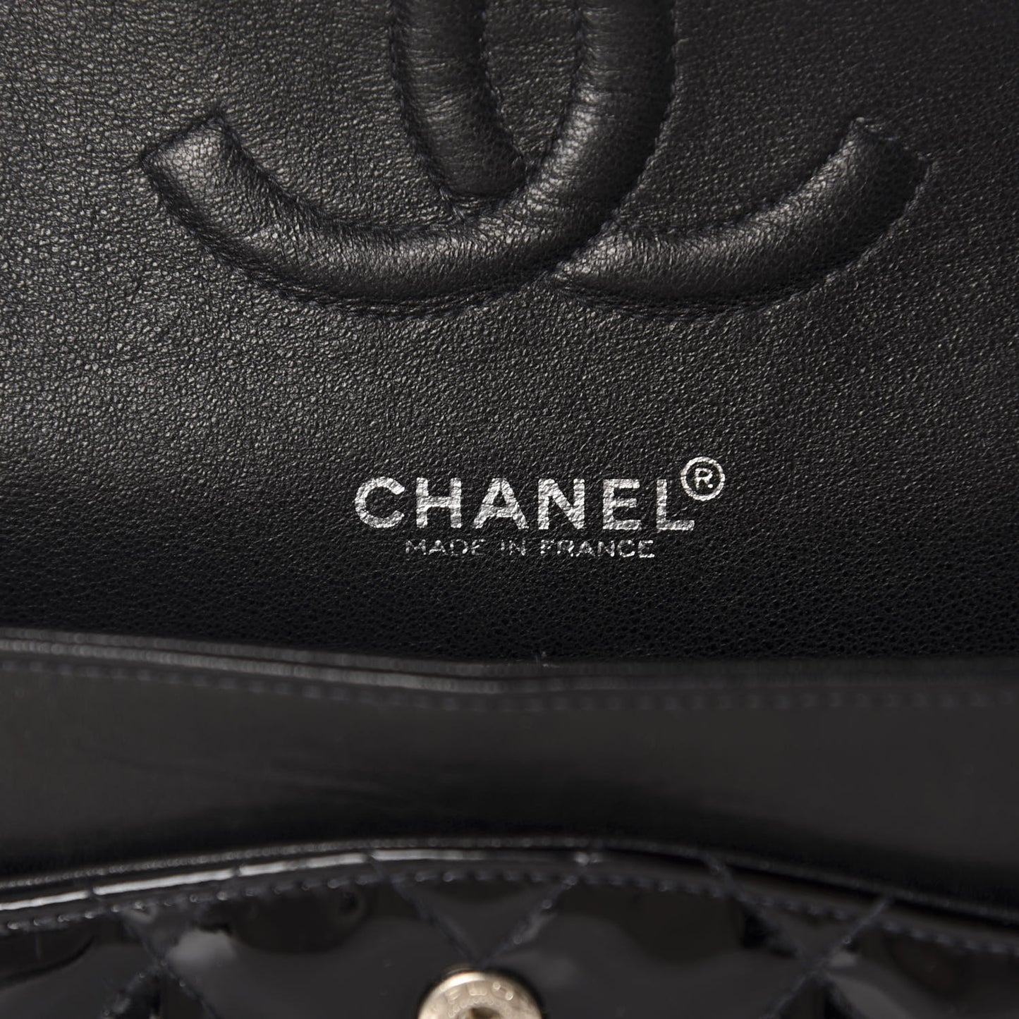 Patent Quilted Medium Double Flap Black