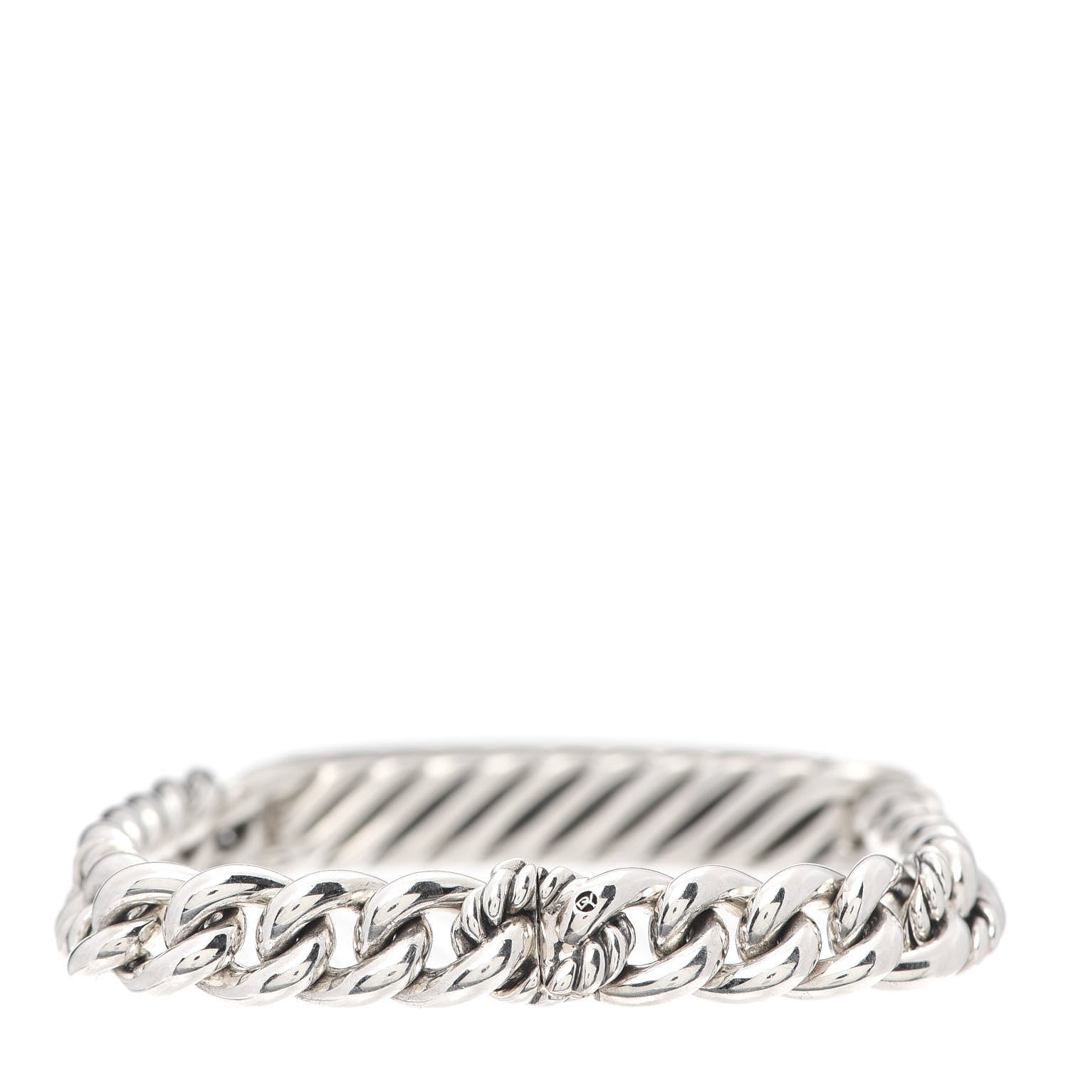 David Yurman Sterling Silver 18K Yellow Gold Belmont Curb Link ID Bracelet 3 of 6