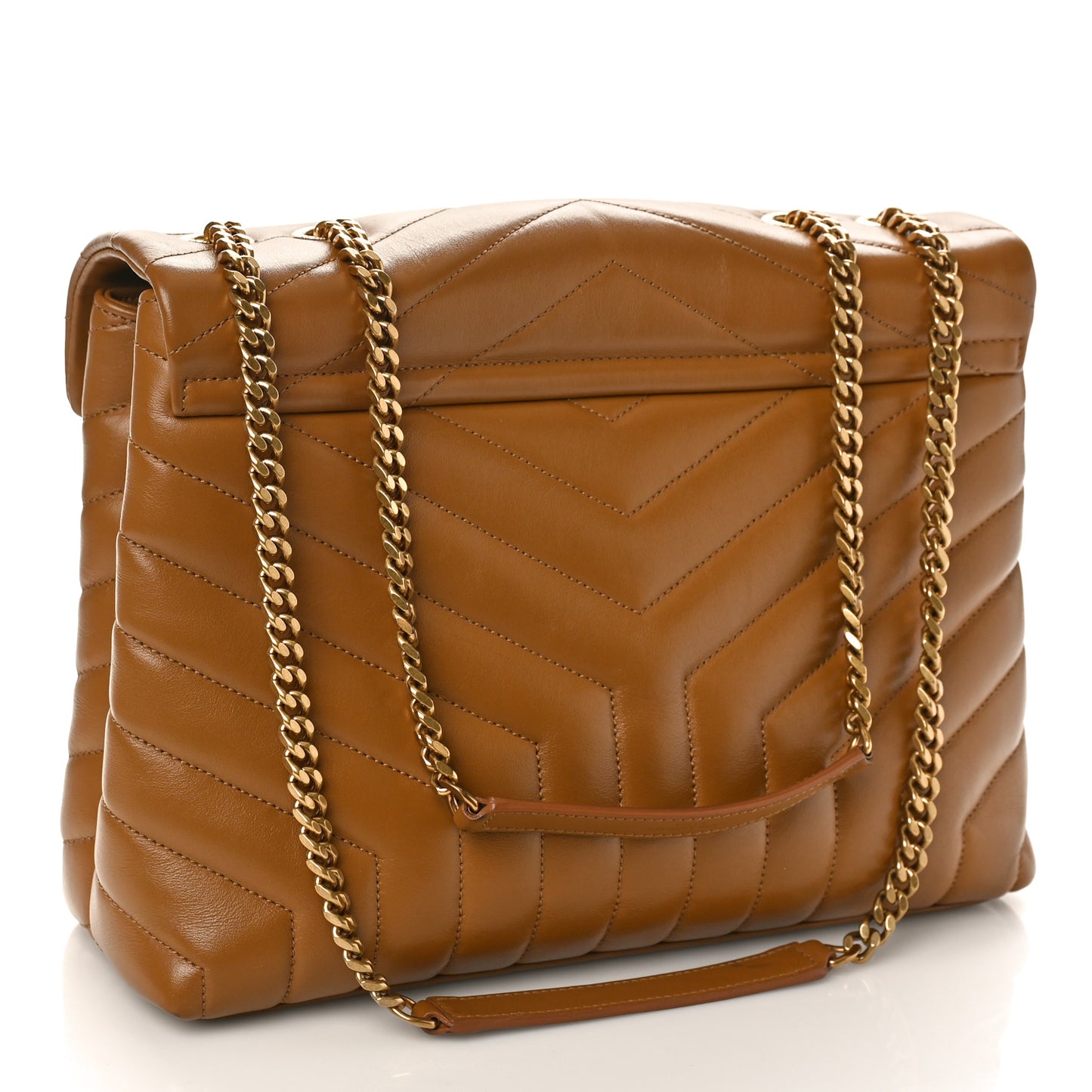 Calfskin Y Quilted Monogram Medium Loulou Chain Satchel Dark Natural