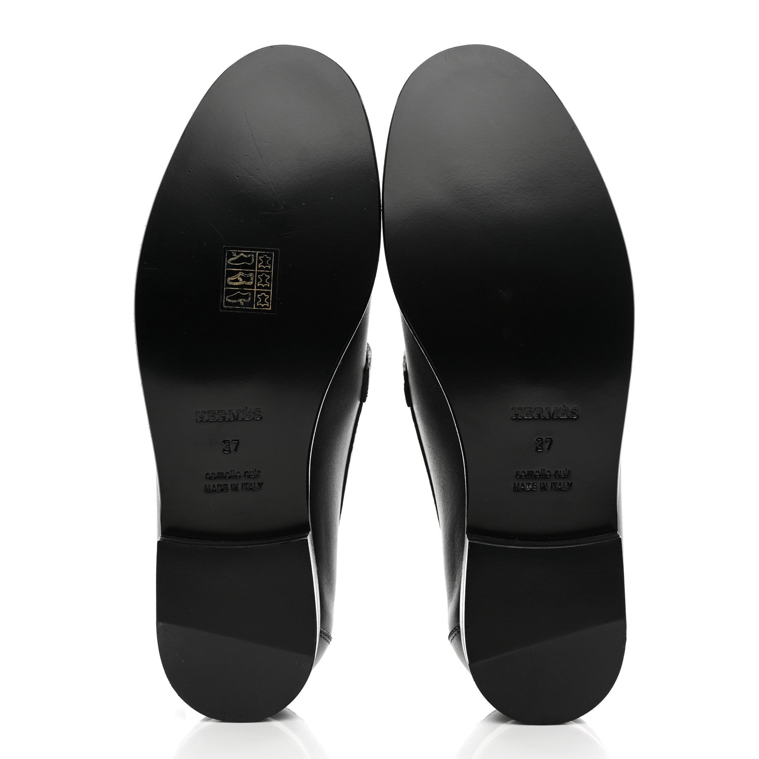 Hermes Calfskin Womens Destin Loafers 37 Black 5 of 12