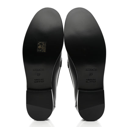 Hermes Calfskin Womens Destin Loafers 37 Black 5 of 12