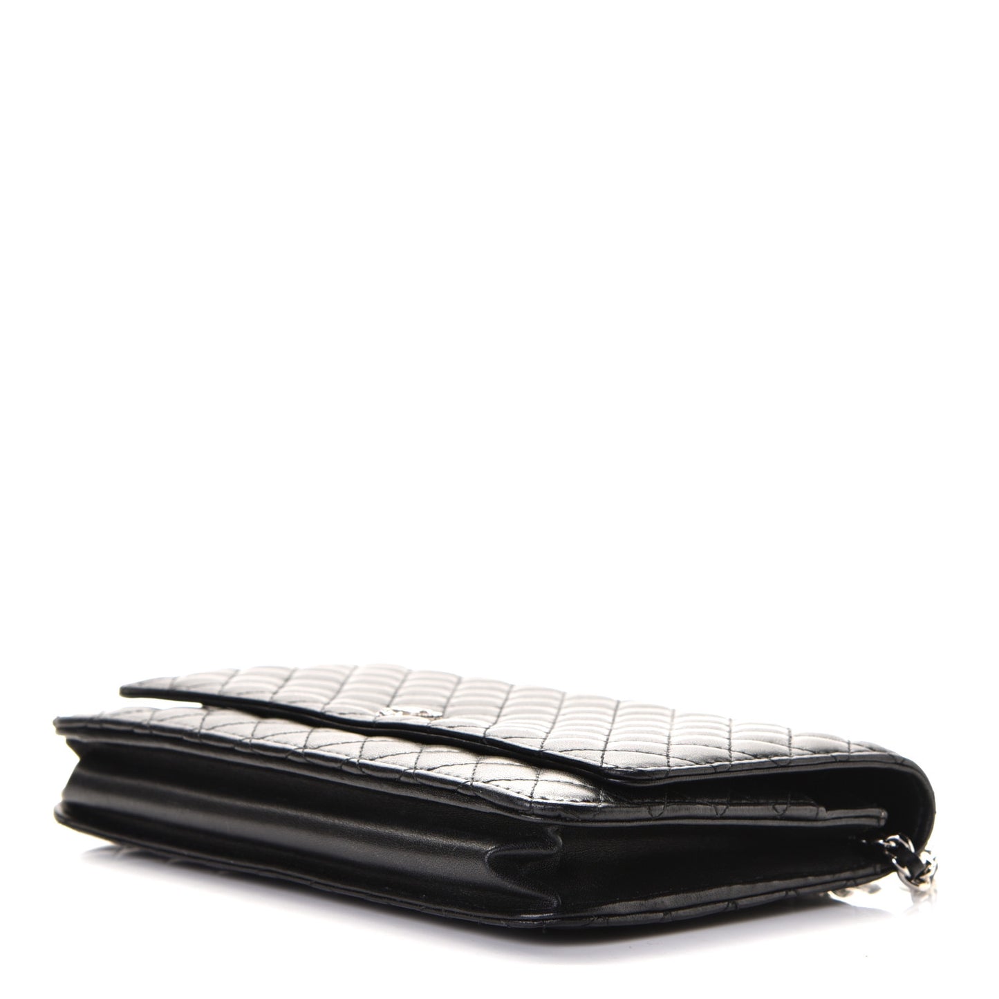 Lambskin Micro Quilted Wallet On Chain WOC Black