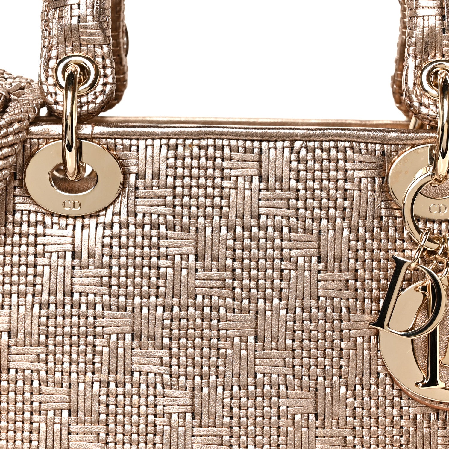Christian Dior Metallic Calfskin Braided Medium Lady Dior Gold 8 of 10