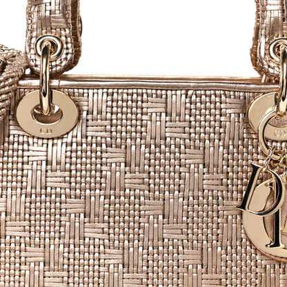 Christian Dior Metallic Calfskin Braided Medium Lady Dior Gold 8 of 10