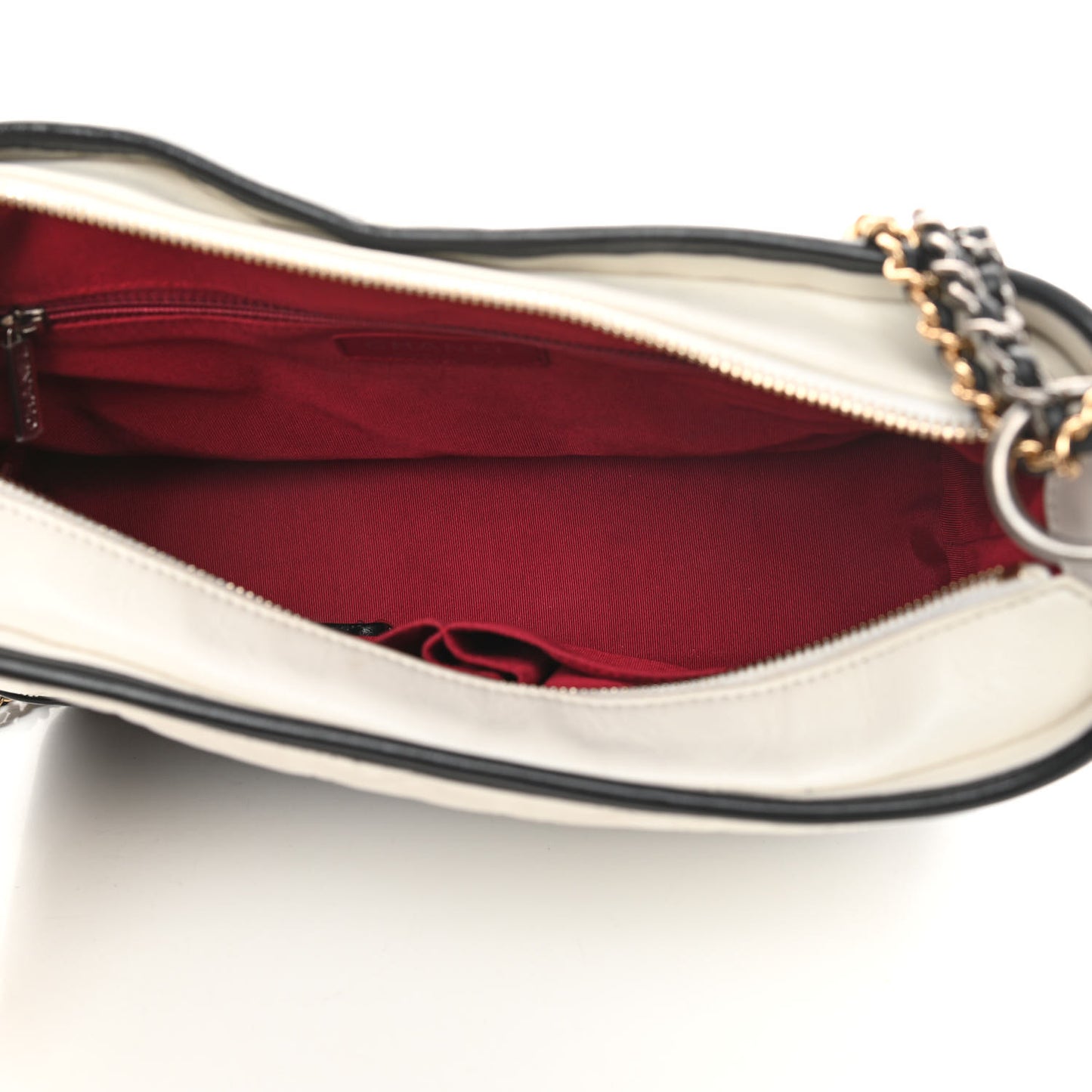 Aged Calfskin Quilted Medium Gabrielle Hobo Black White