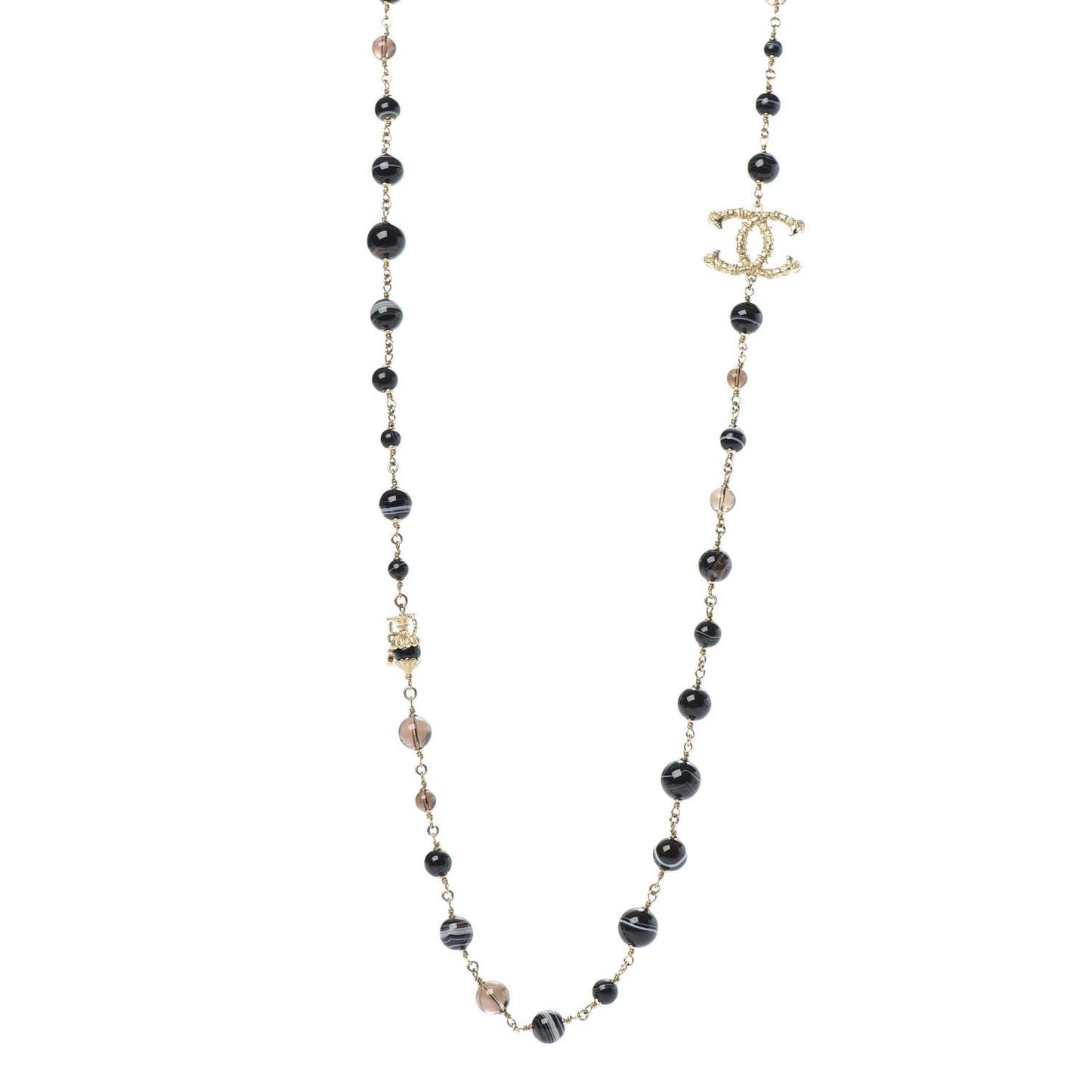 Beaded Sheep CC Long Necklace Gold Black