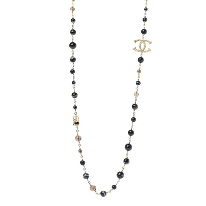 Chanel Beaded Sheep CC Long Necklace Gold Black 1 of 6