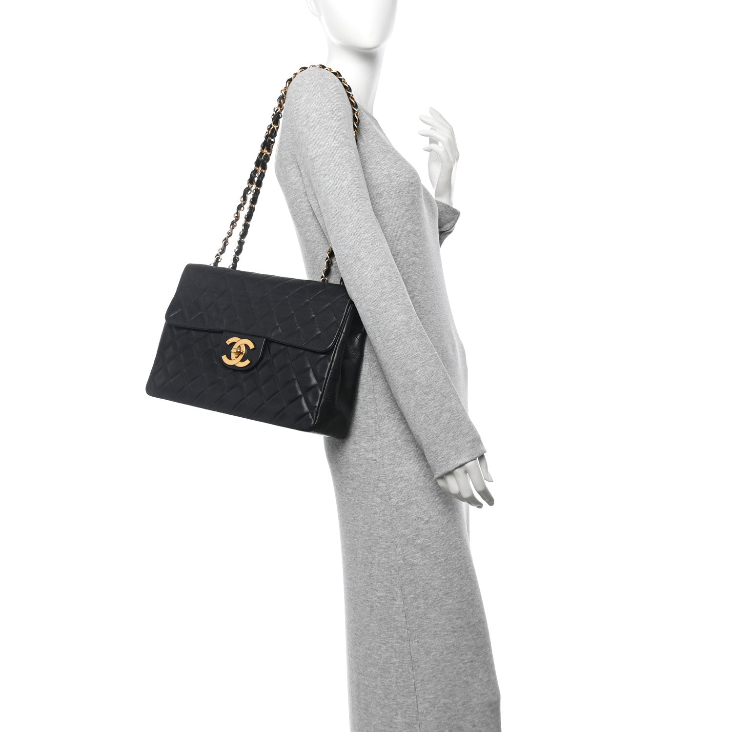 Chanel Lambskin Quilted XL Jumbo Single Flap Black 2 of 13