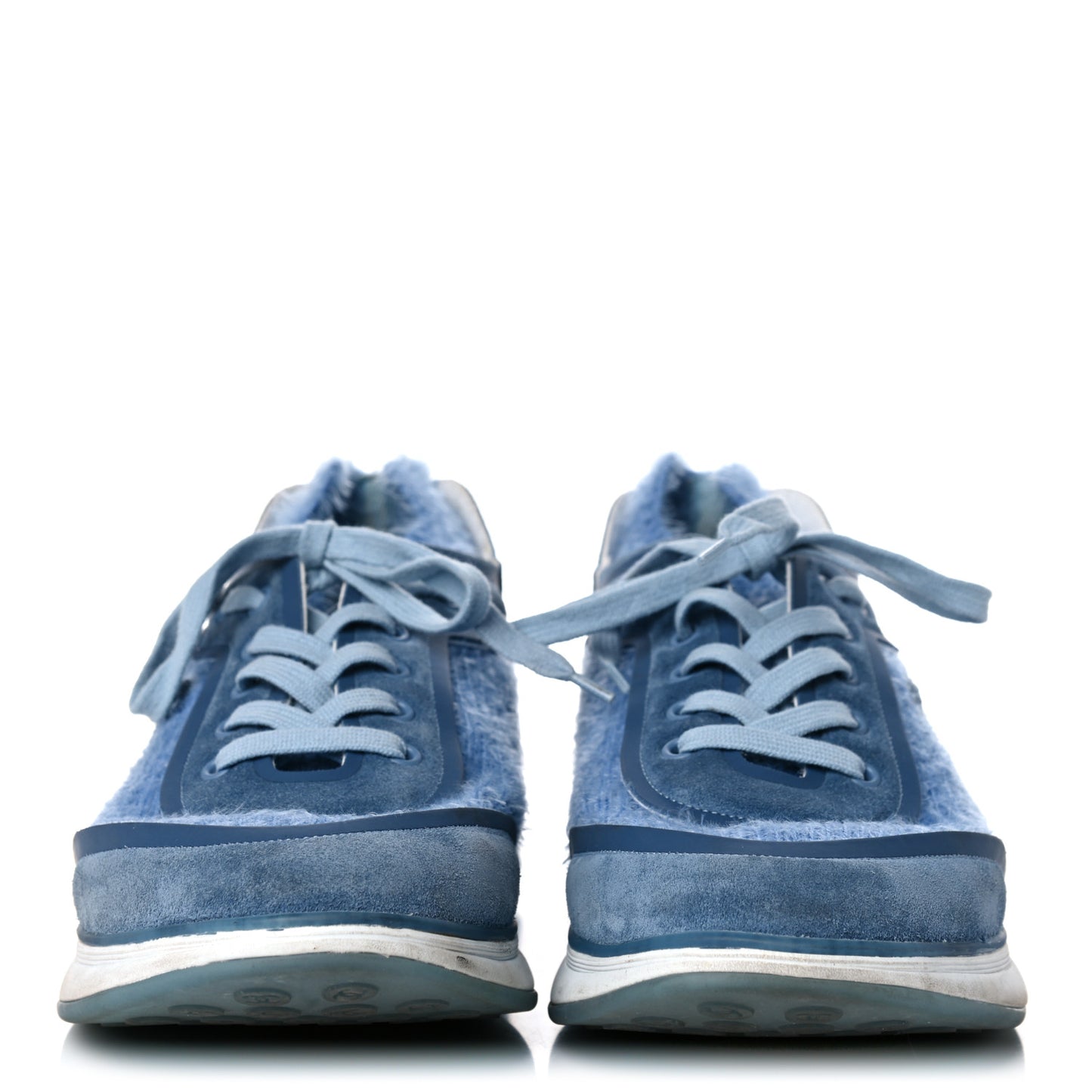 Suede Calfskin Stretch Fabric CC Sneakers Light Blue