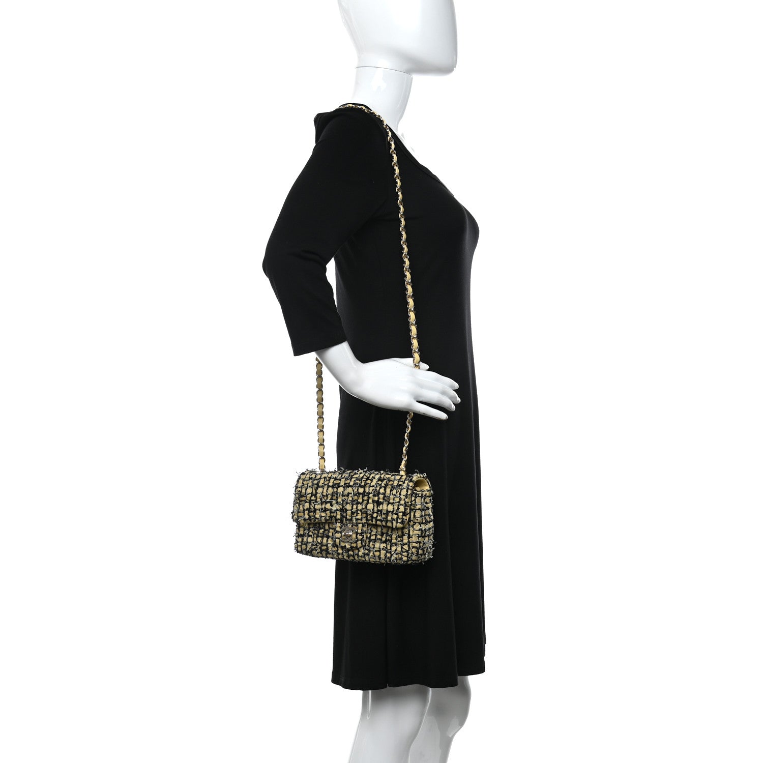 Chanel Tweed Quilted Mini Rectangular Flap Yellow Black 2 of 10