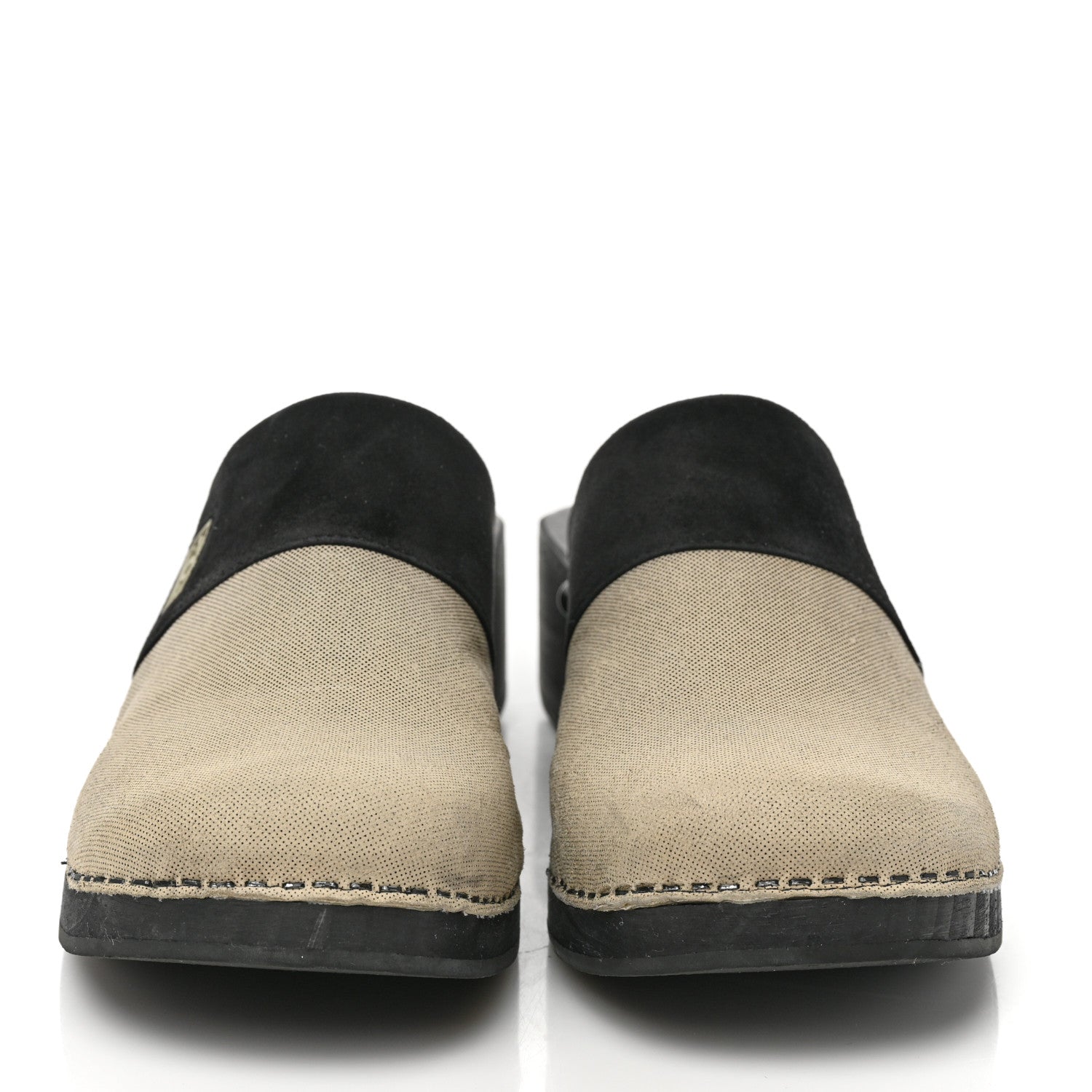 Chanel Suede CC Clogs 36 Beige Black 2 of 7
