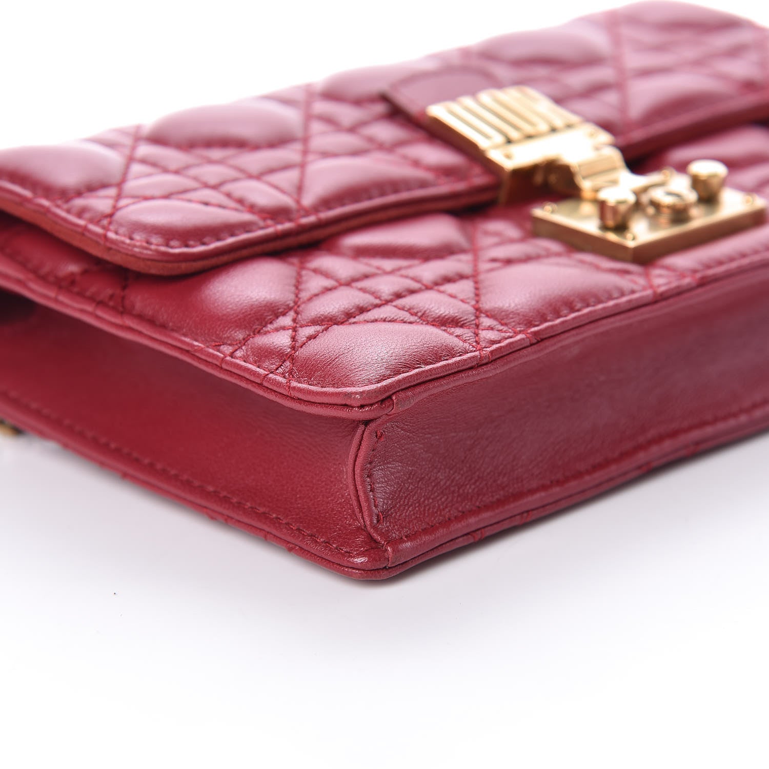 Christian Dior Lambskin Cannage Dioraddict Wallet on Chain Clutch Red 5 of 8