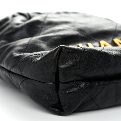 Chanel Shiny Crumpled Calfskin Quilted Pearl Mini Chanel 22 Black 10 of 11