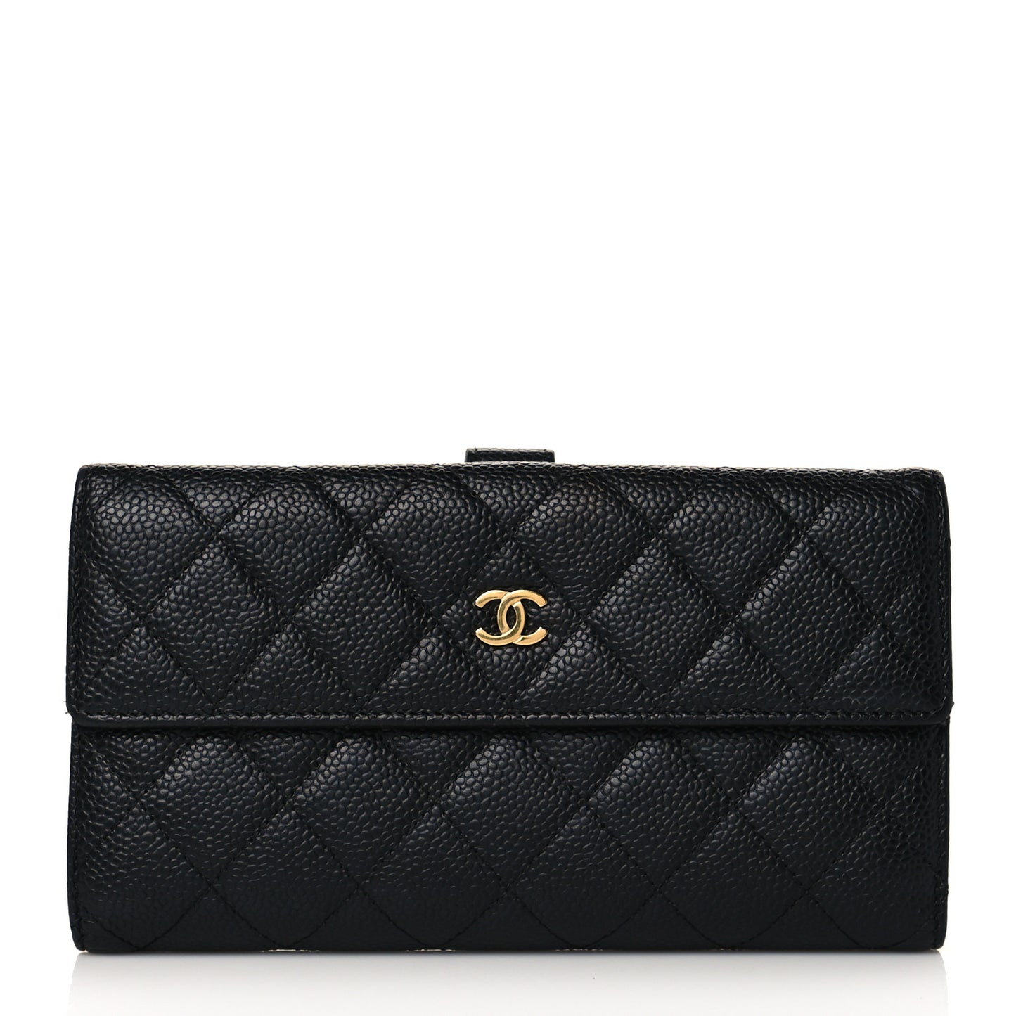 Caviar Quilted CC French Flap Wallet Black