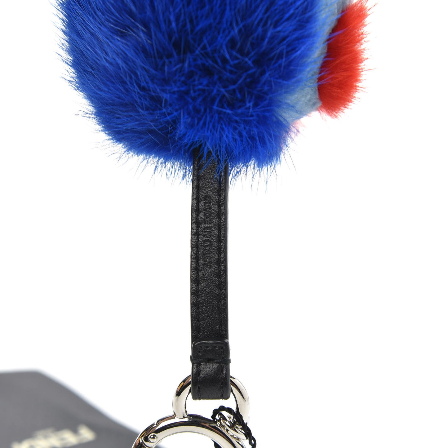 Mink Fox Fur Kid Monster Bag Bug Charm Blue Multicolor