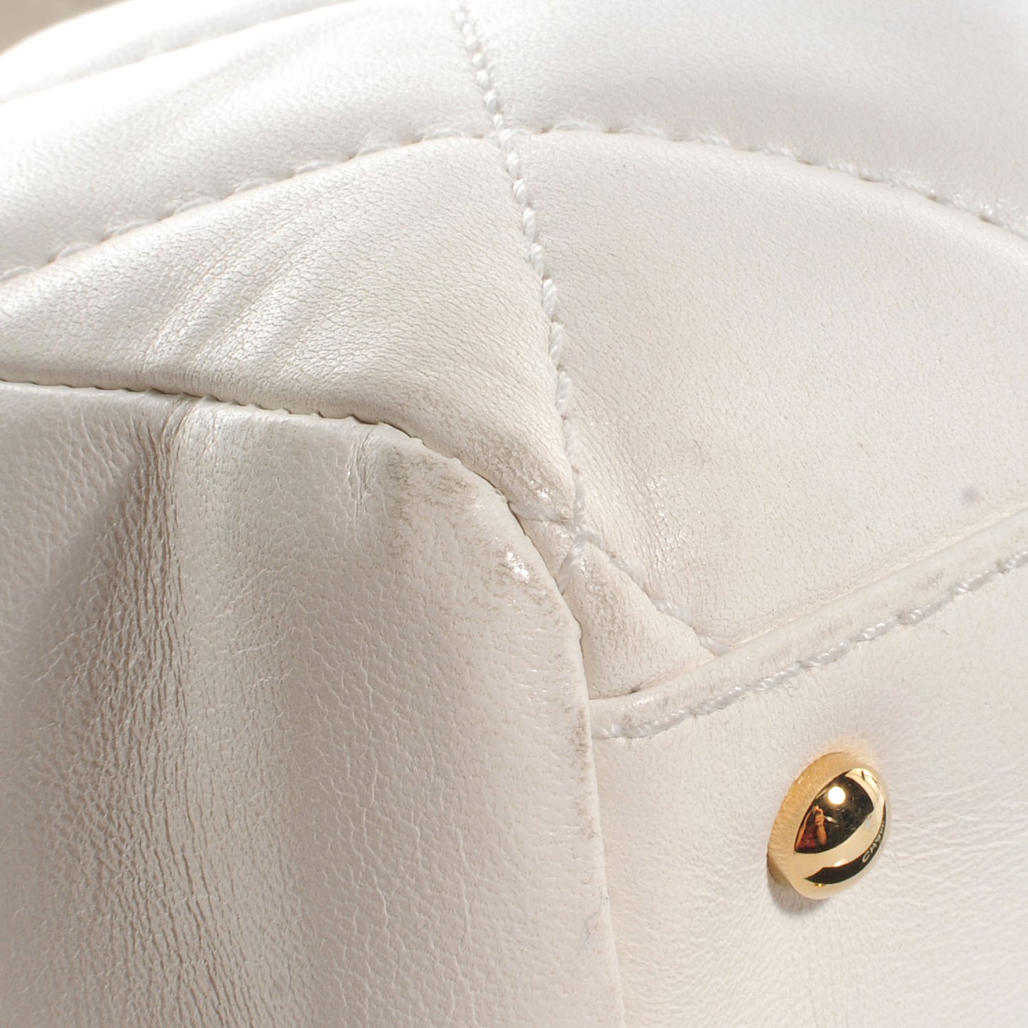 Leather CC Top Handle Bag White