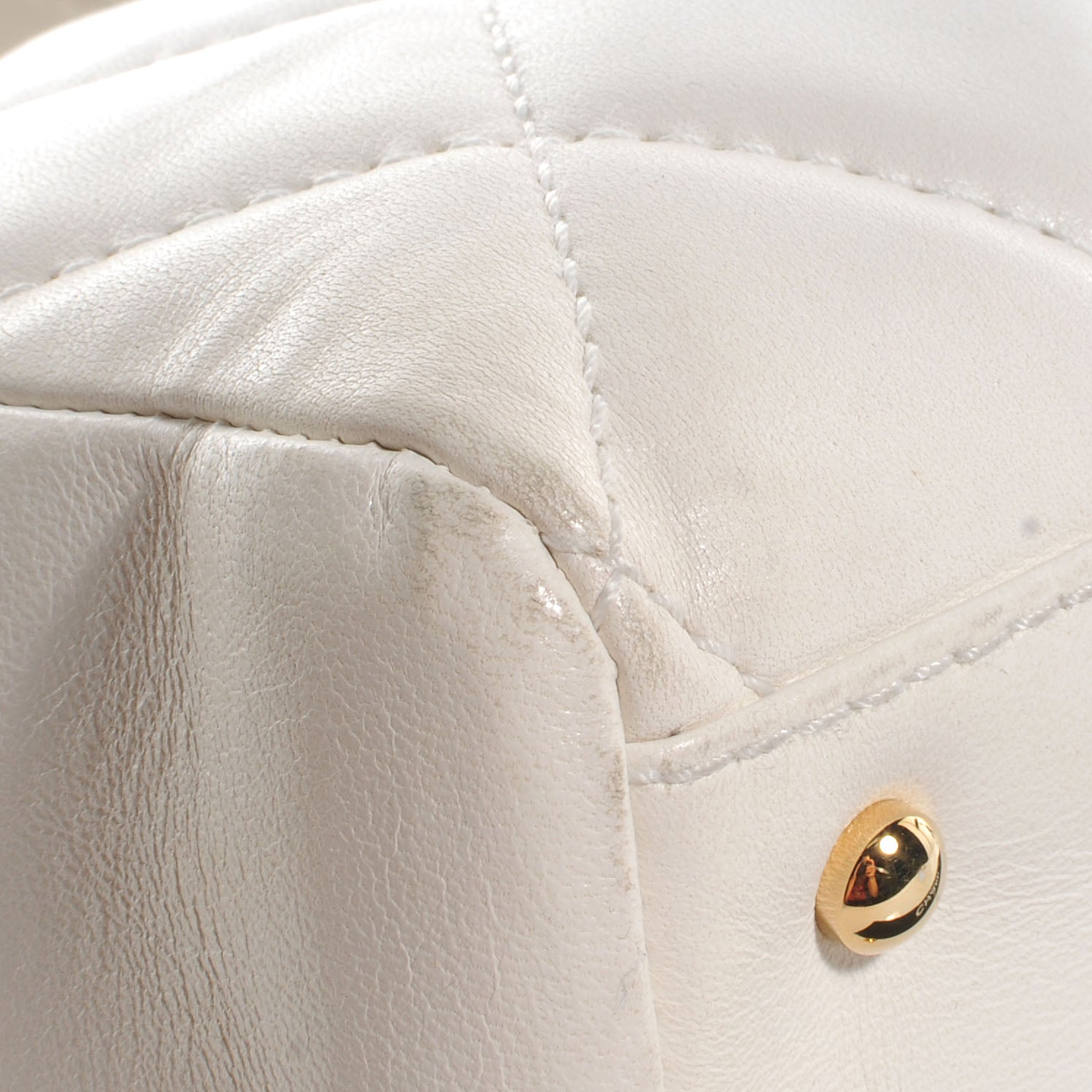 Chanel Leather CC Top Handle Bag White 11 of 11