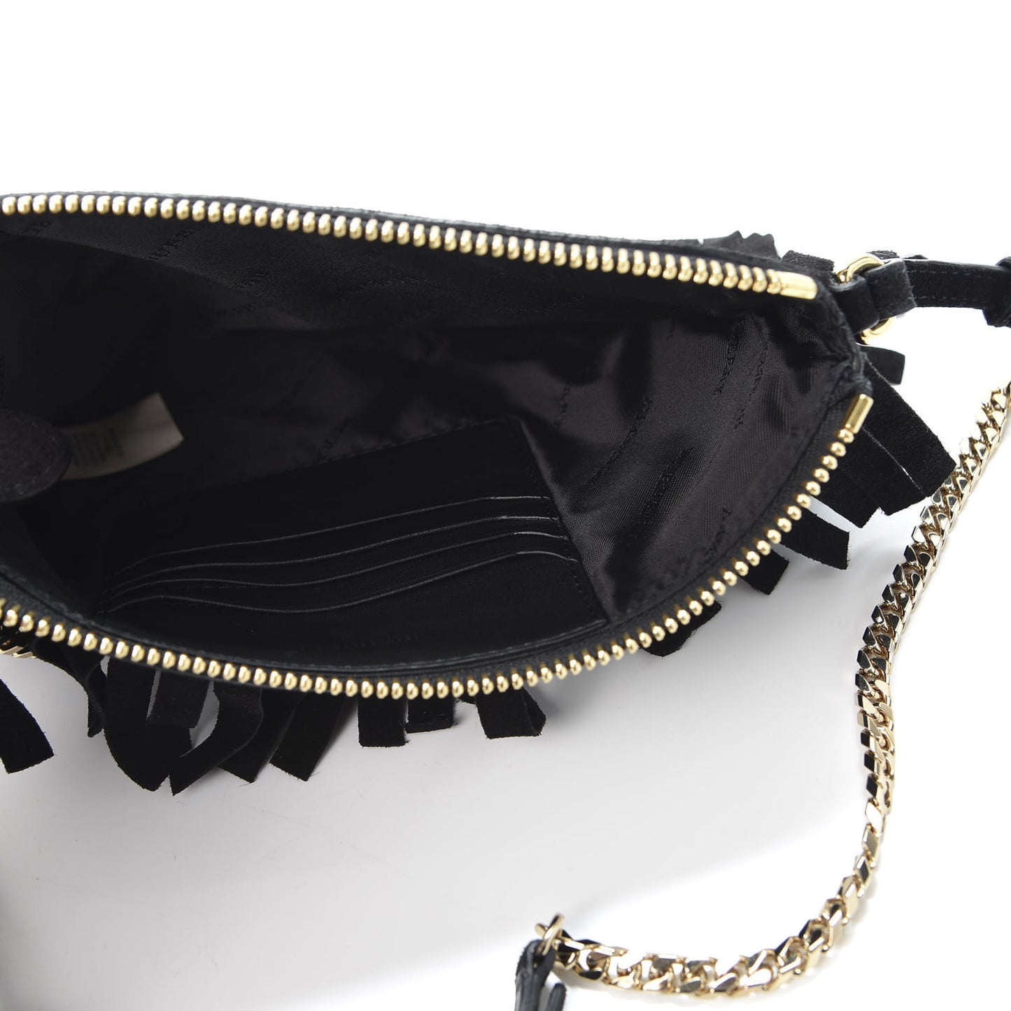 Suede Fringe Peyton Crossbody Clutch Bag Black