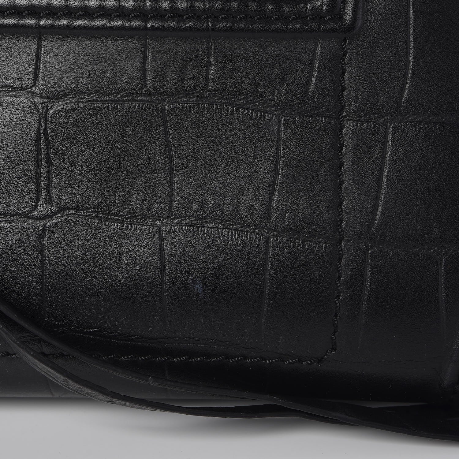 Celine Crocodile Embossed Calfskin Medium Phantom Luggage Black 8 of 10