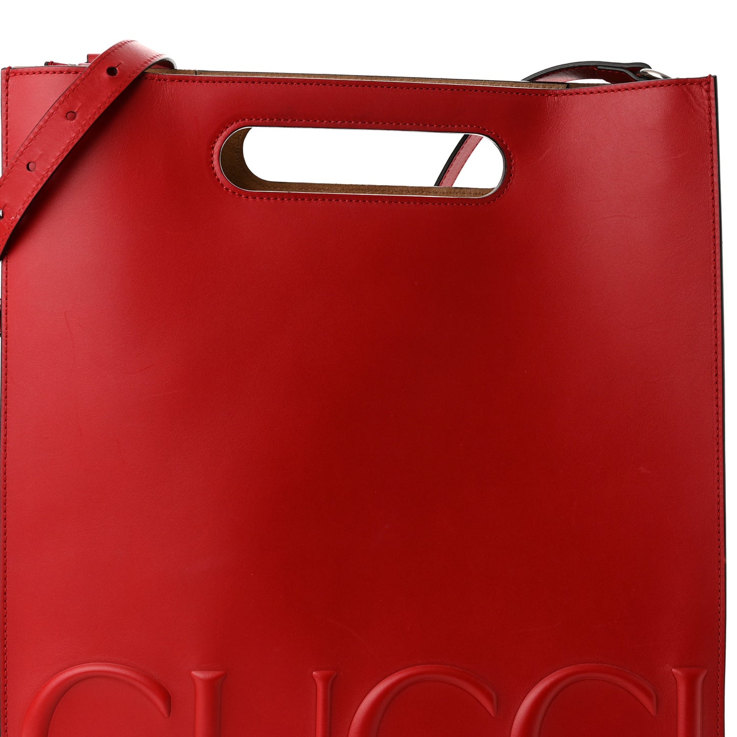 Calfskin Embossed Medium XL Tote Red