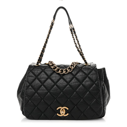 Chanel Aged Calfskin Quilted Large Pondichery Flap Black 1 of 10