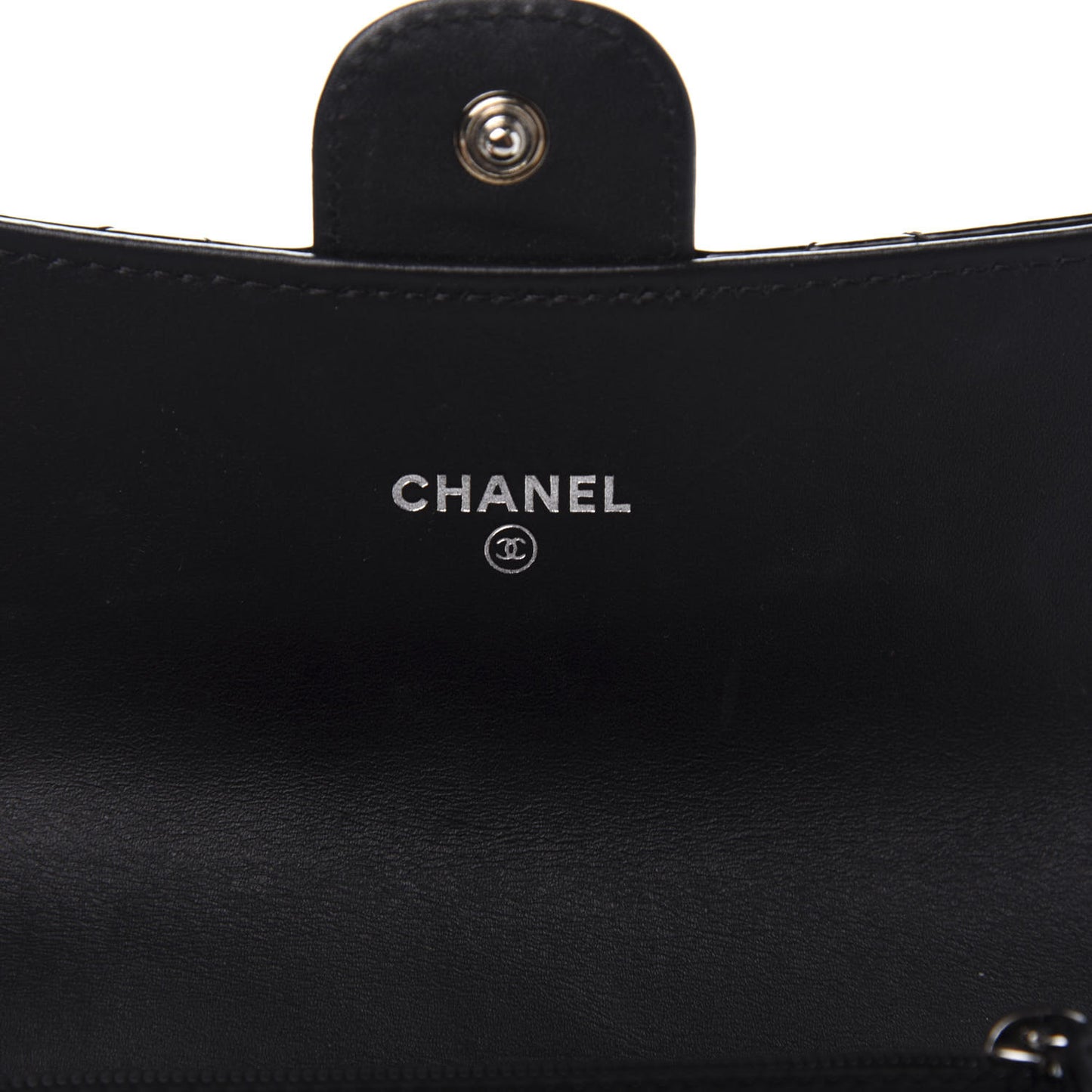 Patent Quilted Small Flap Wallet Black