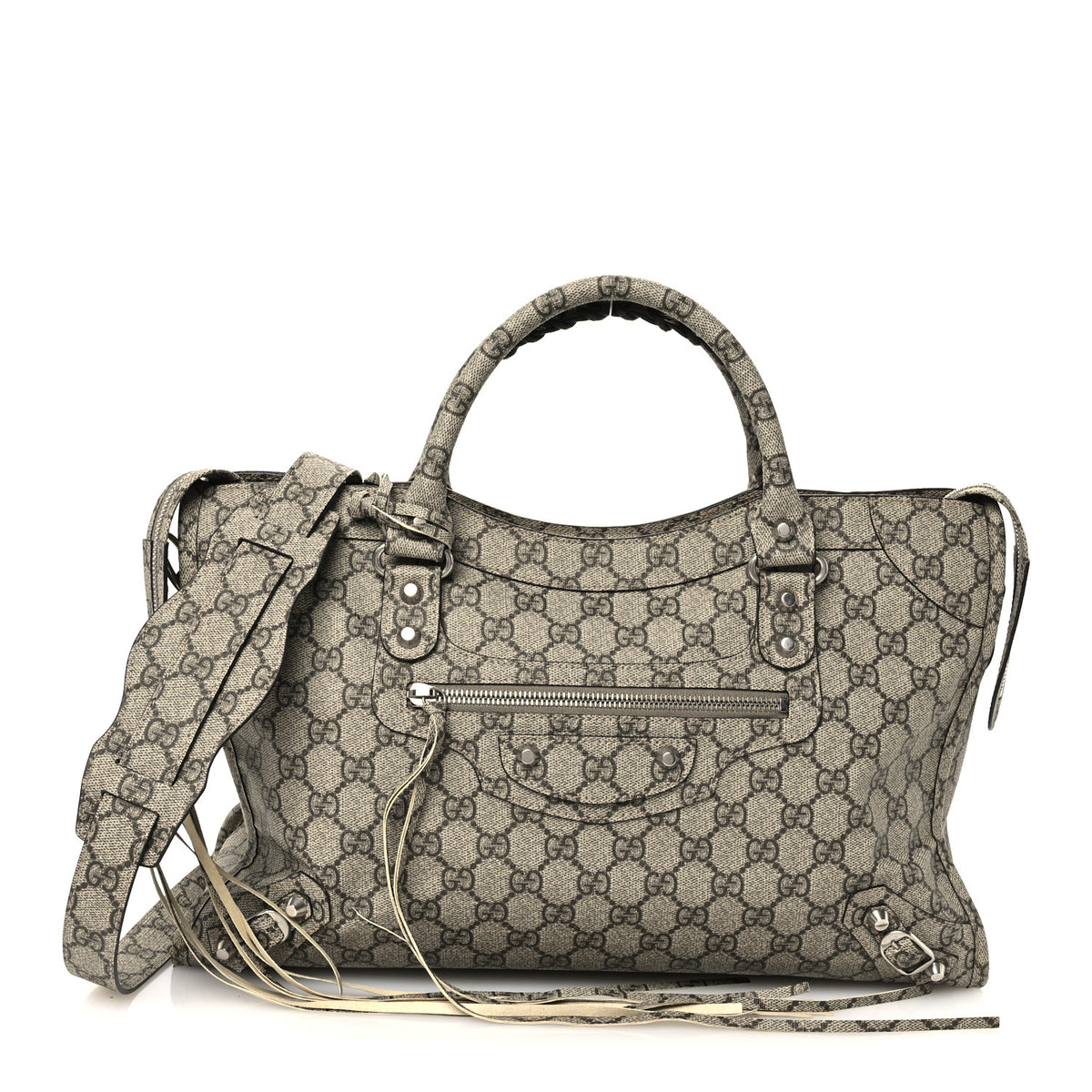 Balenciaga X GUCCI GG Supreme Monogram Neo Classic Silver Hardware City Beige Ebony 1 of 11