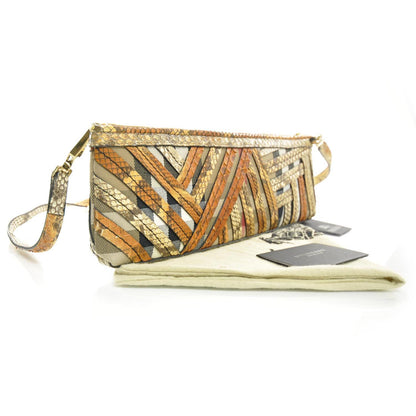 Burberry Python House Check Stitched Bridle Clutch Bag 3 of 9