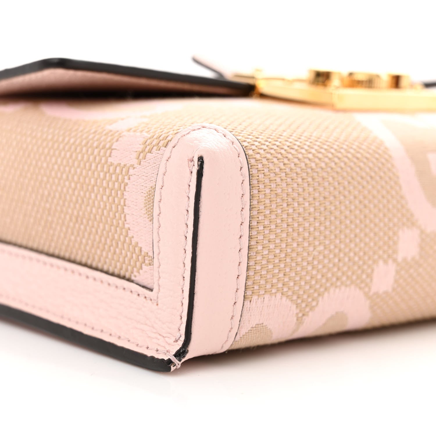 Gucci Monogram Jumbo GG Textured Dollar Calfskin Mini Padlock Top Handle Shoulder Bag Beige Perfect Pink 8 of 10