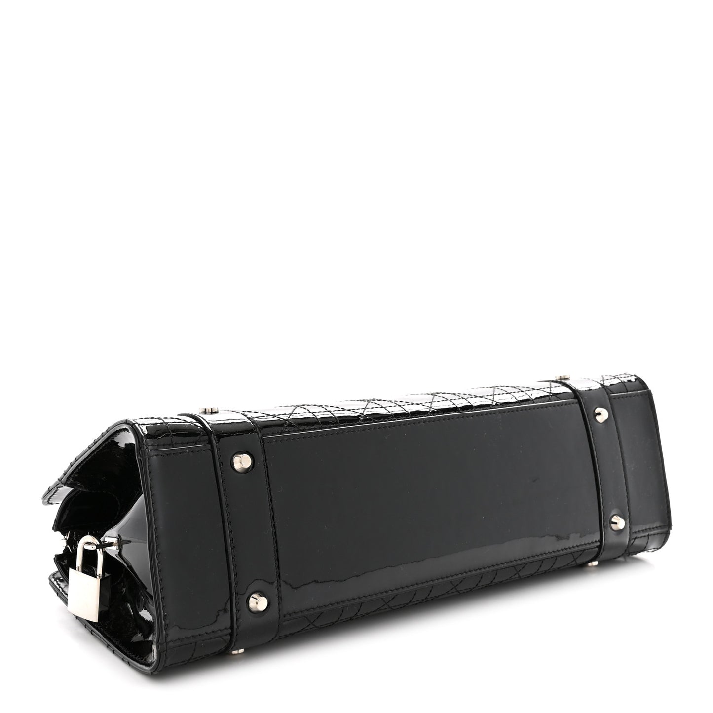 Patent Cannage Stitched East West Lady Dior Black