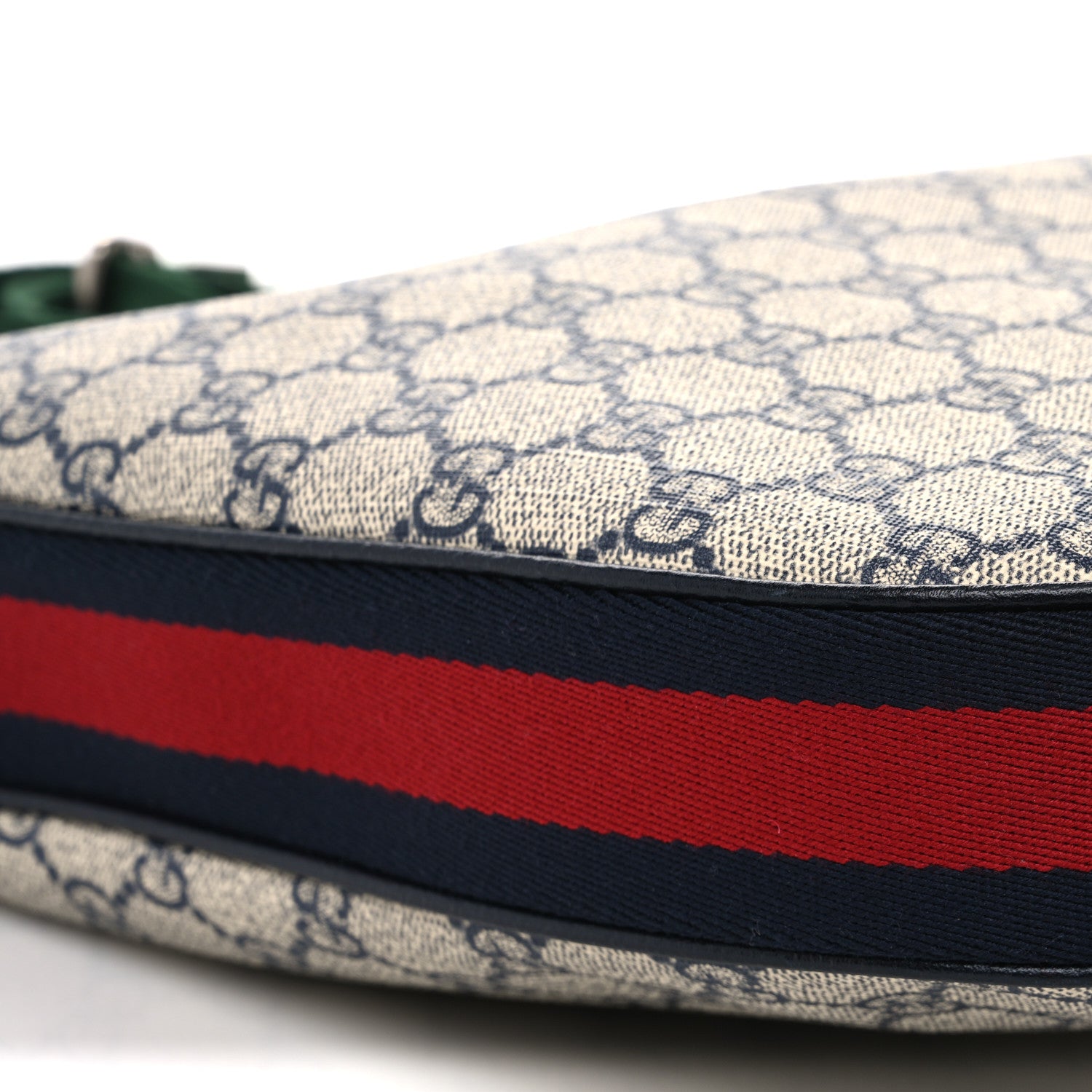 Gucci GG Supreme Monogram Textured Calfskin Web Large Attache Shoulder Bag Beige Blue 9 of 12