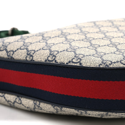 Gucci GG Supreme Monogram Textured Calfskin Web Large Attache Shoulder Bag Beige Blue 9 of 12