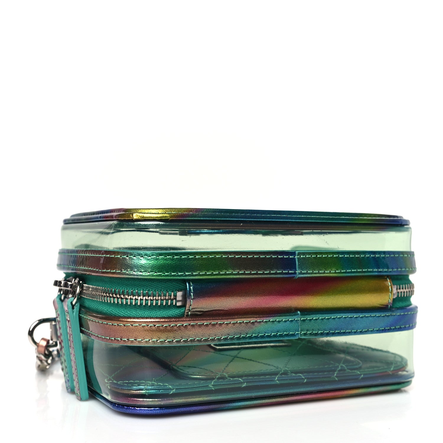 Chanel PVC Patent Calfskin Patent Lambskin Small CC Vanity Case Green 4 of 9
