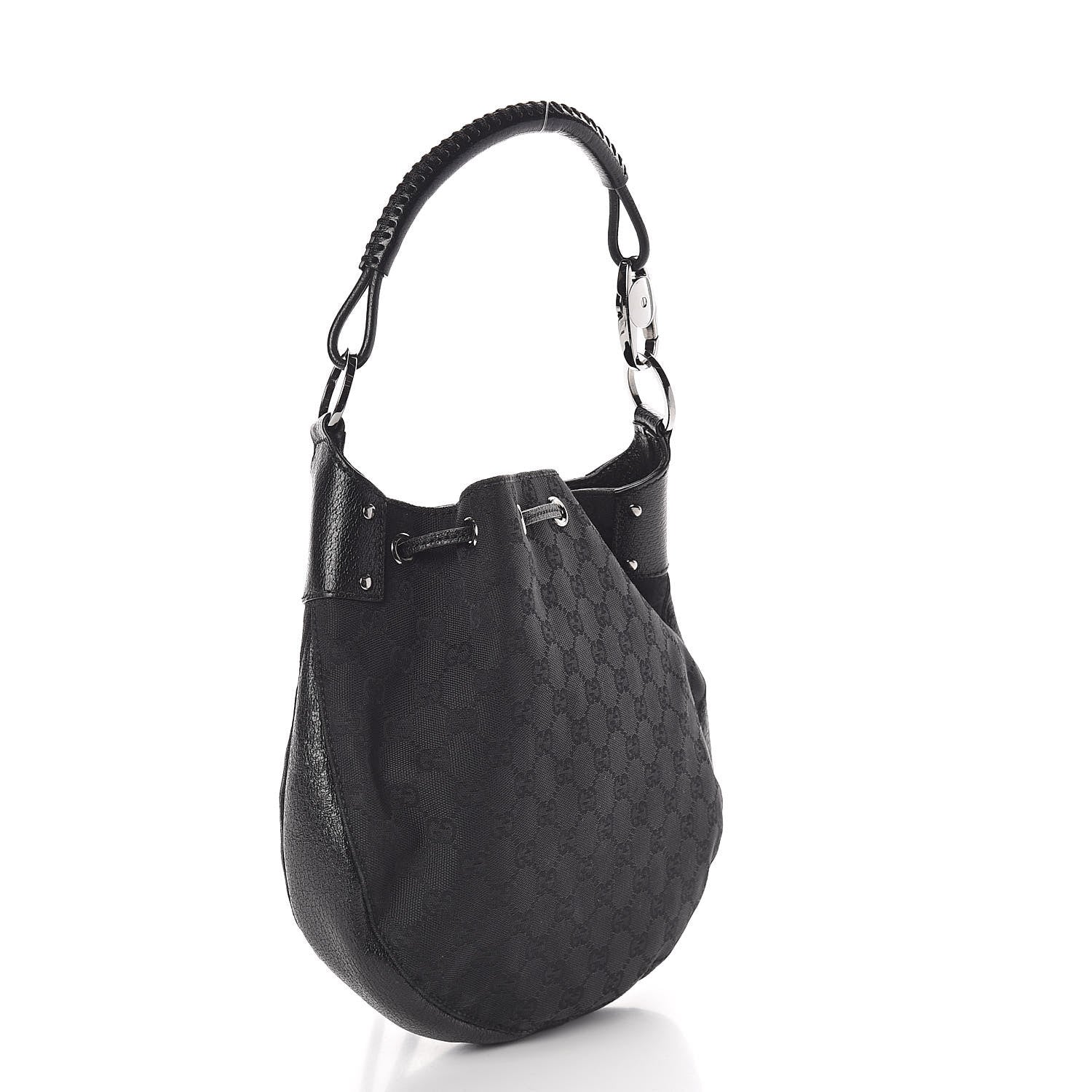Gucci Monogram Drawstring Hobo Black 3 of 9