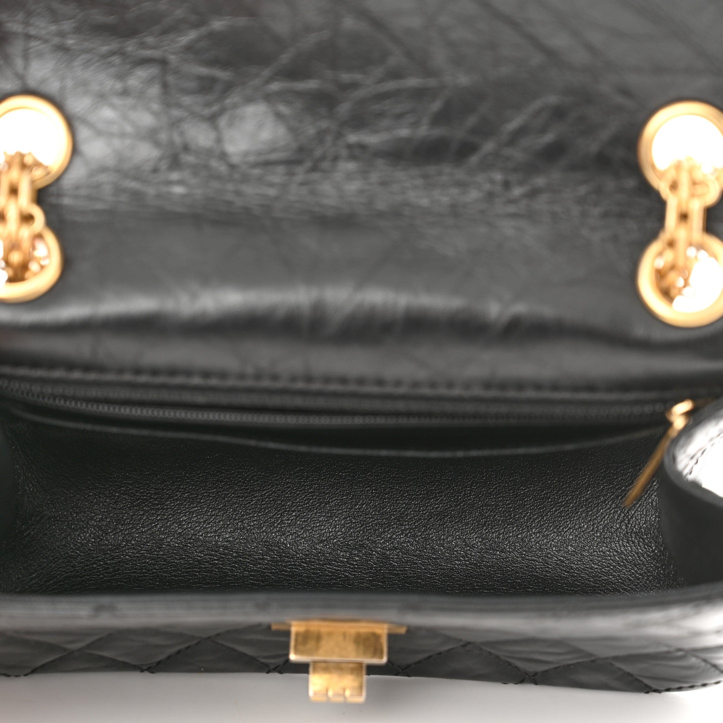 Aged Calfskin Quilted 2.55 Reissue Mini Flap Black