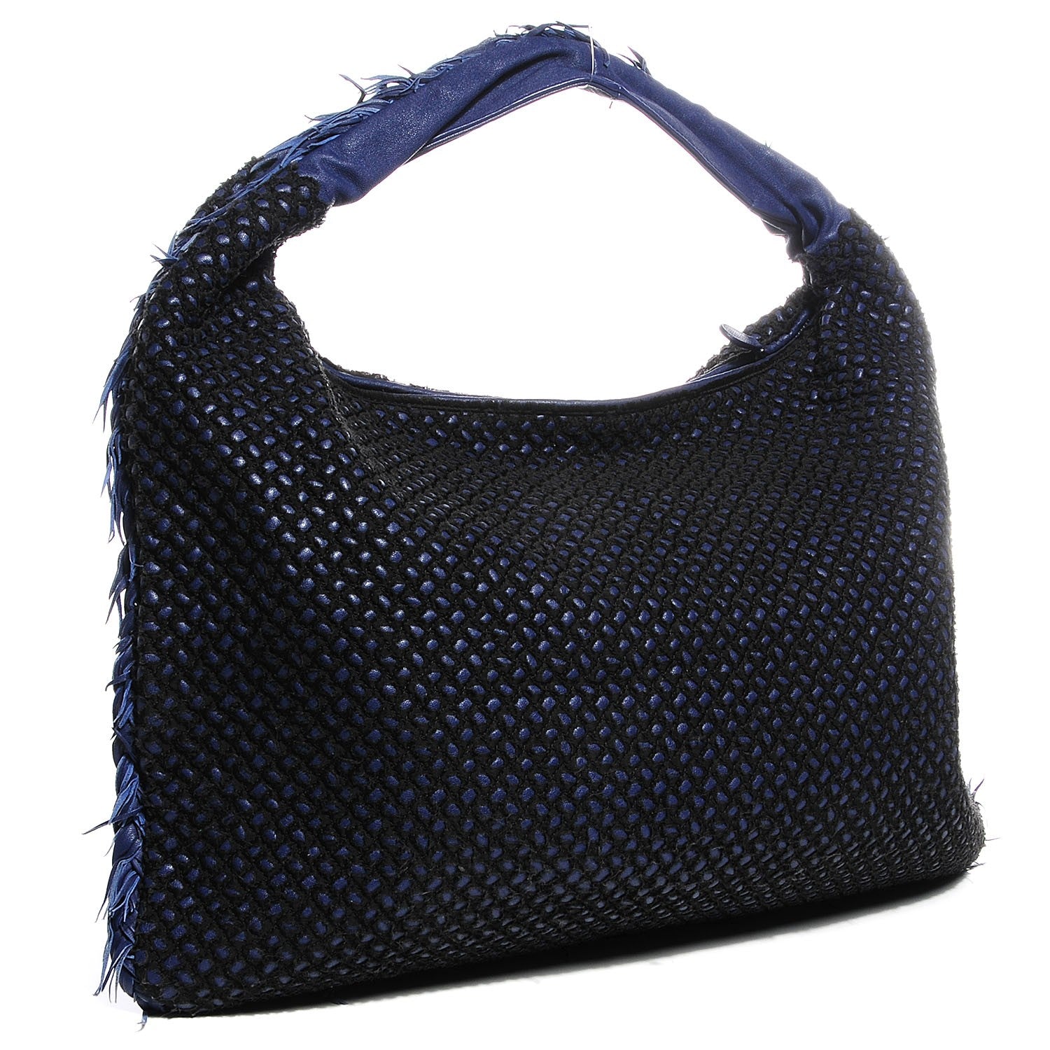 Bottega Veneta Nappa Silk Mini Ponza Devore Fuzzy Maxi Hobo Indigo 3 of 8