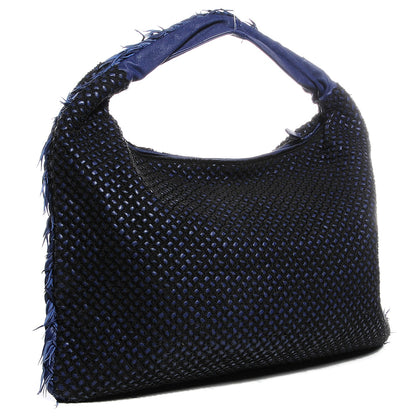 Bottega Veneta Nappa Silk Mini Ponza Devore Fuzzy Maxi Hobo Indigo 3 of 8