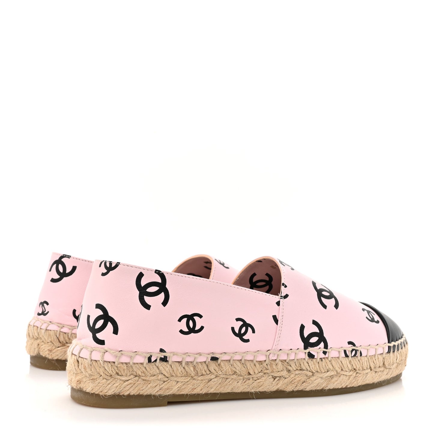 Lambskin Printed Coco Beach Espadrilles 36 Light Pink Black