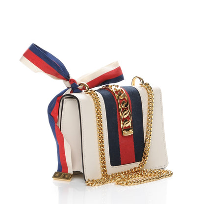 Gucci Calfskin Mini Sylvie Chain Shoulder Bag White 3 of 8