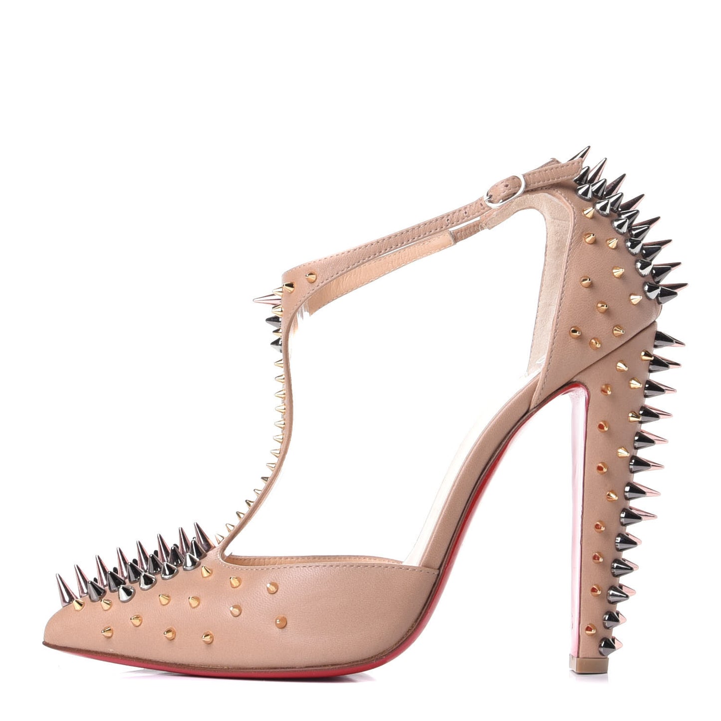Nappa Goldostrap 100 Spiked Pumps 39 Nude