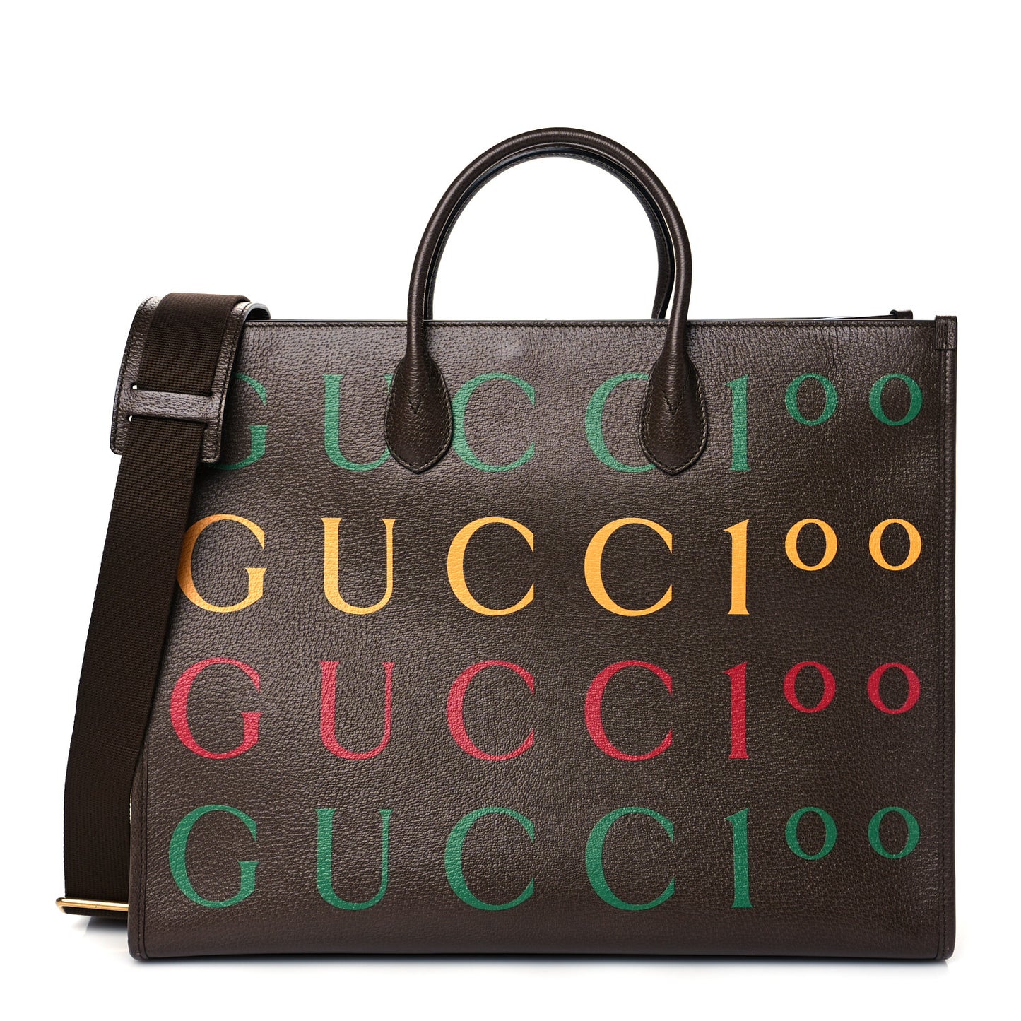 Textured Dollar Calfskin Gucci 100 Medium Tote Bag New Acero Multicolor