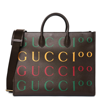 Gucci Textured Dollar Calfskin Gucci 100 Medium Tote Bag New Acero Multicolor 1 of 8
