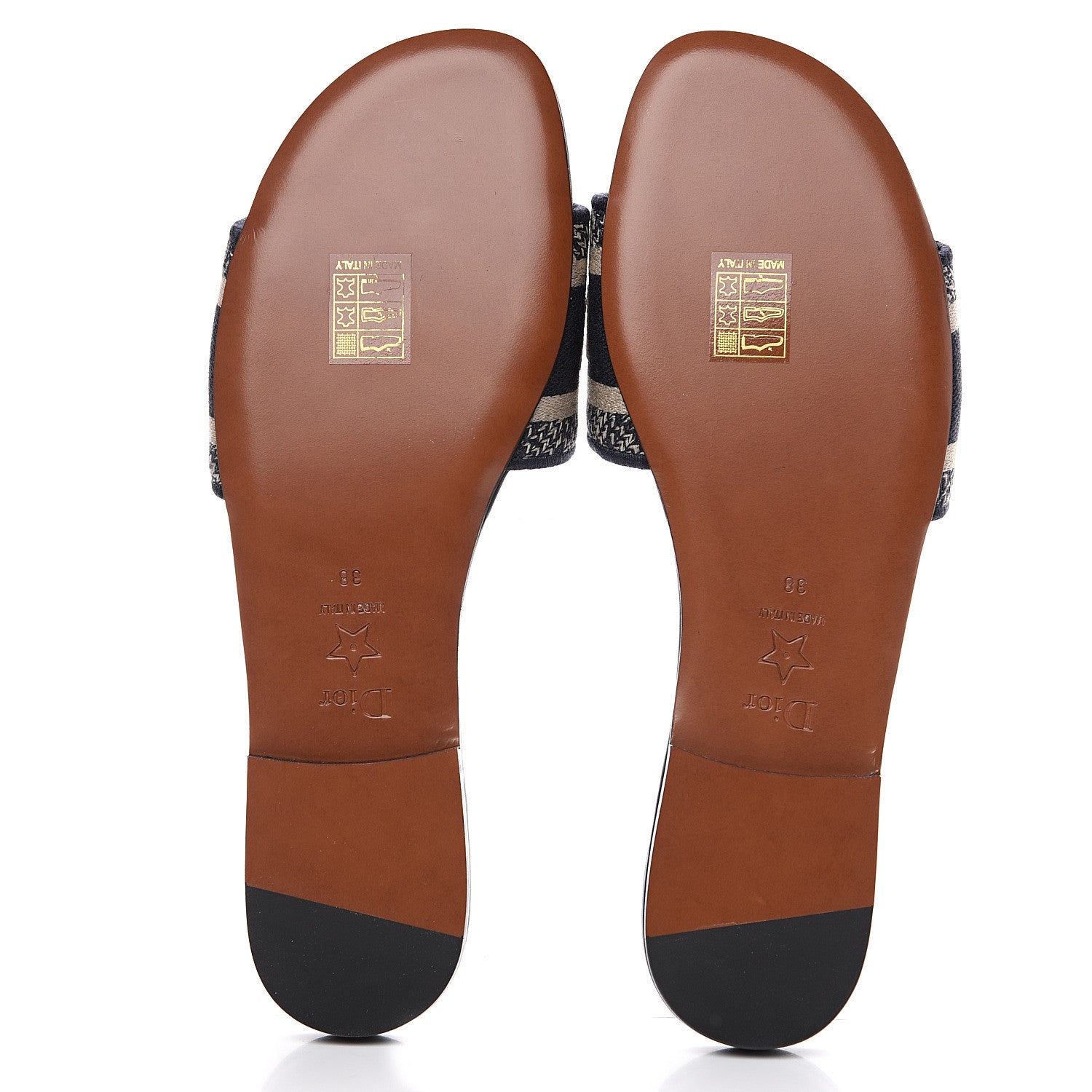 Christian Dior Canvas Embroidered Dway Mules Slide Sandals 38 Deep Blue 5 of 8